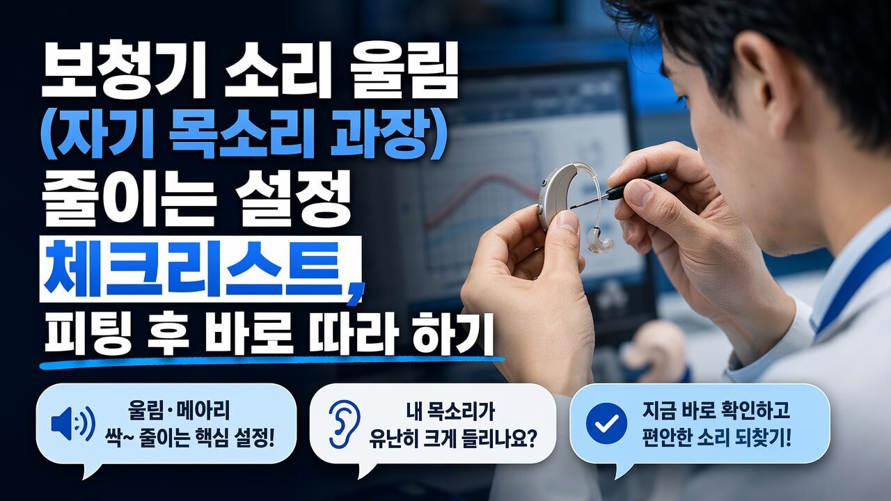 보청기 소리 울림(자기 목소리 과장) 줄이는 설정 체크리스트, 피팅 후 바로 따라 하기