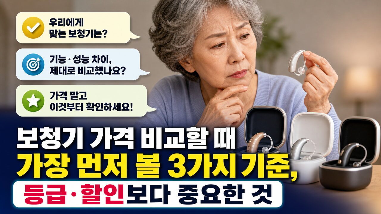 보청기 가격 비교할 때 가장 먼저 볼 3가지 기준, 등급·할인보다 중요한 것