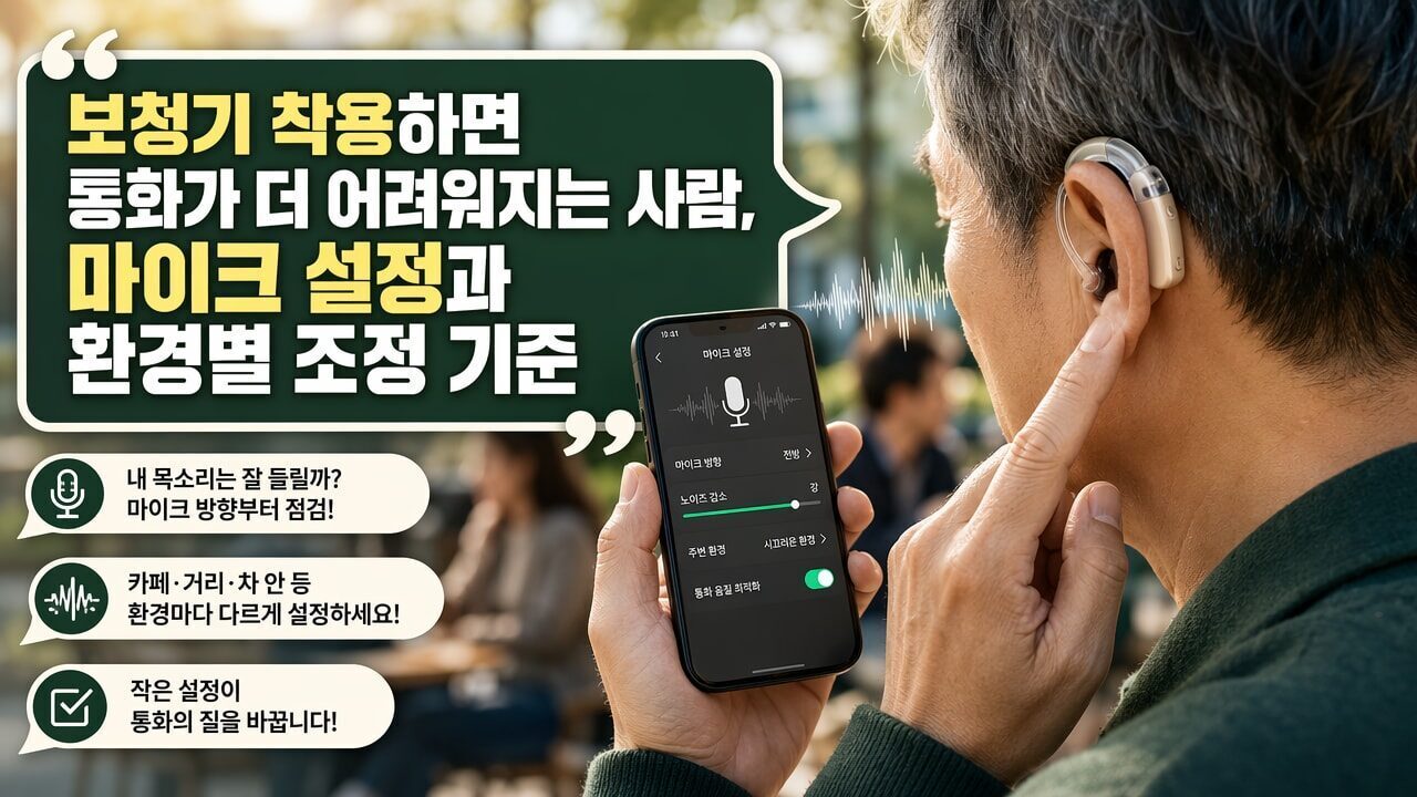 보청기 착용하면 통화가 더 어려워지는 사람, 마이크 설정과 환경별 조정 기준