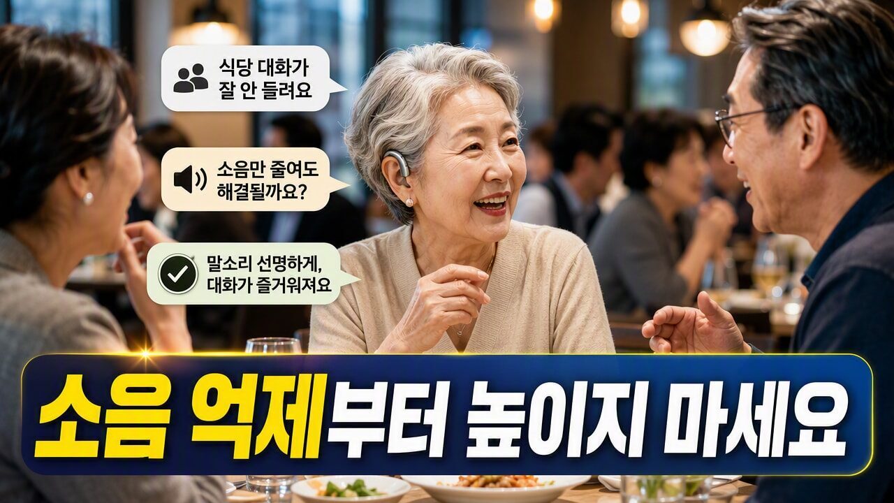 보청기 식당에서 말소리가 묻힐 때, 소음 억제보다 먼저 조절할 기준