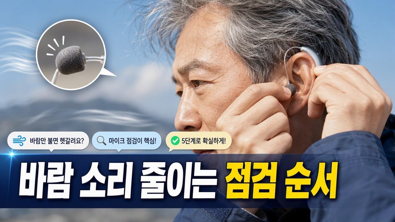 보청기에서 바람 소리(후~)가 유독 크게 들릴 때 원인과 해결 순서, 착용 각도부터 점검